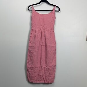 Quince Pink 100% Linen Midi Dress Women’s Size XS Cotton Lined Adjustable Straps